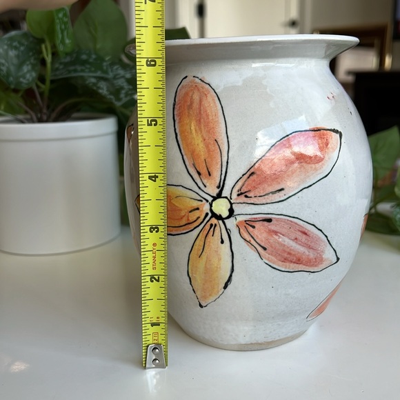 Handmade Floral Pottery Vase Stamped Signed - Picture 8 of 10